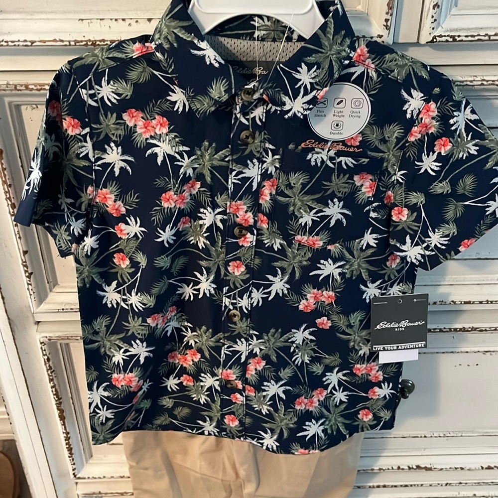 Eddie Bauer Kids Tropical Button Down and Pants Size 4T NWT